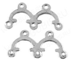 145 Коннектор на 2 бусины (до 6мм) 17*8,5*0,2мм никель (Iron) (50шт)