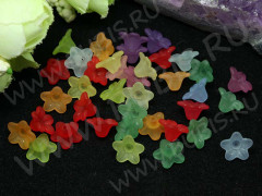 (ОПТ) Бусина акрил Цветочек 09 матовый чашечка 9,5*9,5*5мм МИКС полупрозрачный (акрил) (100гр)