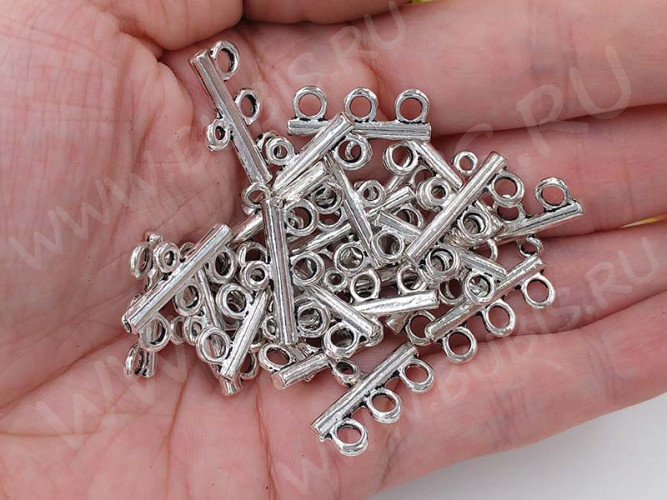 311 Коннектор классика на 3 нити 21*12*2,5мм античное серебро (литьё)