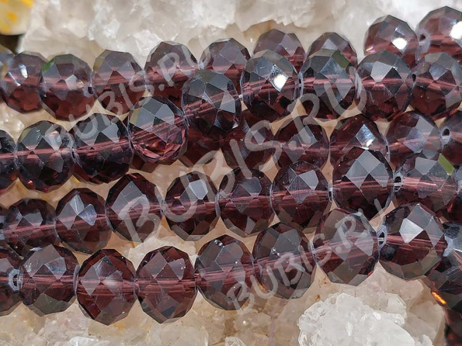 (ОПТ) Бусина кристалл Абакус гранёный 10*10*7,5мм лиловый прозрачный (имитация Сваровски) (НИТЬ)