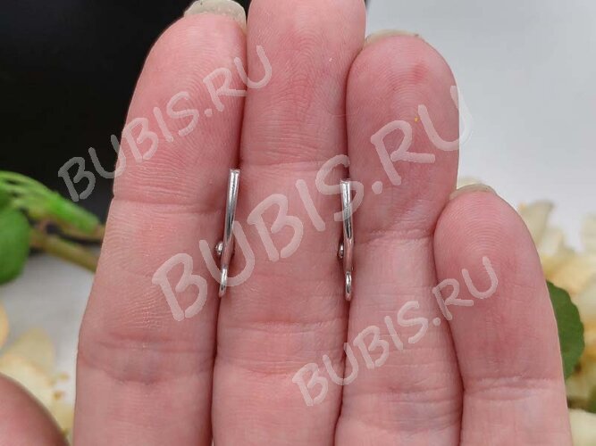 Швензы с английским замком №103 Полумесяц 19*11*1,5мм цвет платины (Brass с родированием) (1 пара)