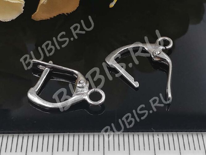 Швензы с английским замком №103 Полумесяц 19*11*1,5мм цвет платины (Brass с родированием) (1 пара)