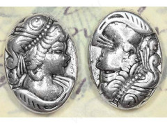 Бусина 169 &quot;Камея&quot; 01 двусторонняя овальная 17*13*4мм античное серебро (литьё)