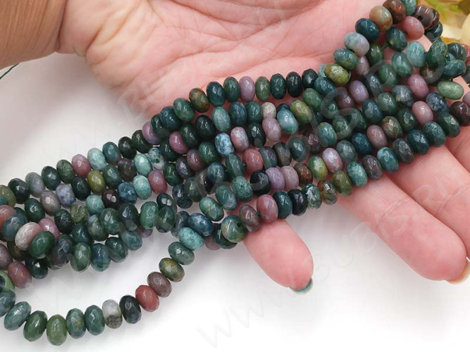 (ОПТ) Бусина каменная Абакус 12 ГРАНЁНЫЙ 8*8*5мм Агат Индийский натуральный (камни) (НИТЬ)