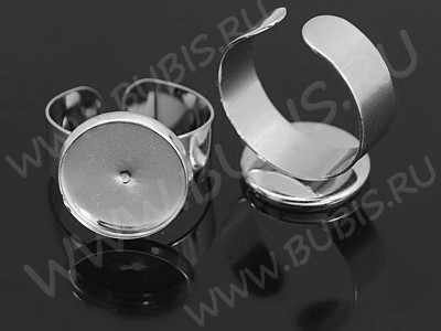 Основа (заготовка) для кольца 093 18мм с сеттингом 14мм цвет платины (Brass)