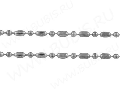 Цепочка C10 шариковая d=1,5мм и бочонки 3*1,5мм цвет платины (Brass) (50см)