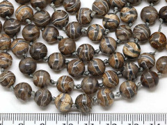 Бусина округлая 8мм Агат Тибетский с волной коричнево-серый (камни)