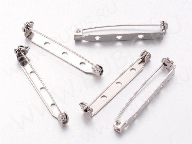 (СКИДКИ!!!) Основа (заготовка) для броши №106 Булавка 3 отверстия с замочком 40*6*5мм цвет платины (Iron)(10шт)