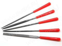Надфиль (мелкий напильник) 03 Набор Комплект 14см с красными ручками  (инструменты для бижутерии) (5шт.)