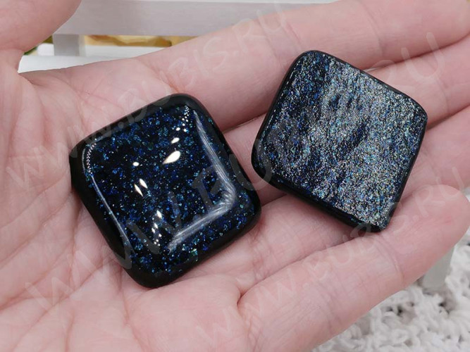 Кабошон Фьюзинг 431 Квадратный 31*31*8мм Авантюриновый синий