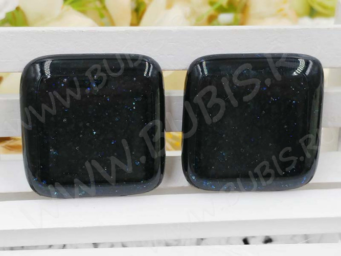 Кабошон Фьюзинг 431 Квадратный 31*31*8мм Авантюриновый синий