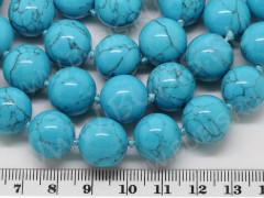 (ОПТ) Бусина округлая 14мм Бирюза голубая пресс. (камни) (НИТЬ)