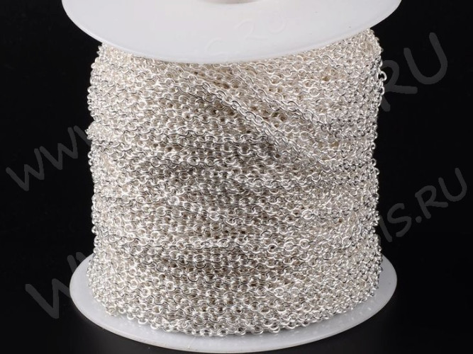 Цепочка I117 звено 4*3мм серебристая (Iron) (50см)