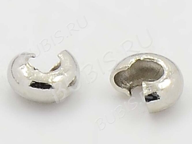 Обжимная бусина 10 маскировочная разъёмная покрывная 6*5,5*4,15мм цвет платины (Brass) (20шт.)