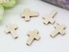 Бусина каменная Крестик 05 Говлит 15,5*12*3,5мм молочный (камни)