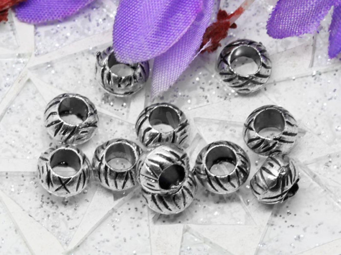 (СКИДКИ!!!) Рондели 054 акриловые 7*7*4,5мм античное серебро (акрил) (100шт.)