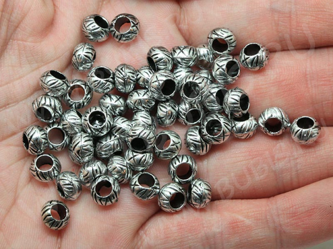 (СКИДКИ!!!) Рондели 054 акриловые 7*7*4,5мм античное серебро (акрил) (100шт.)