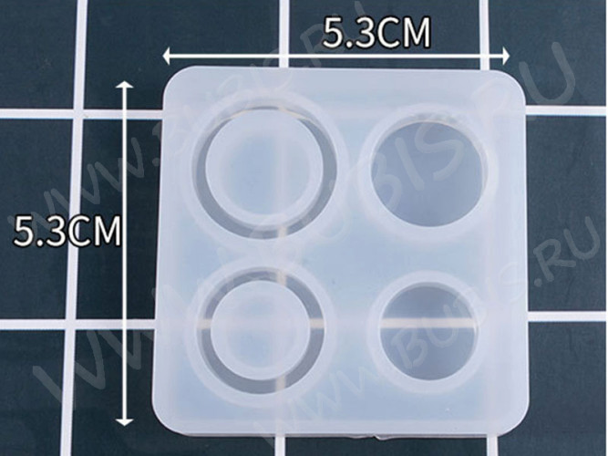 Молд 199 для эпоксидной смолы 53*53*8,5мм 2 круга и 2 кольца (силикон)