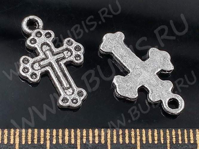 Подвеска Крестик 05 19*12*1,5мм античное серебро (литьё)