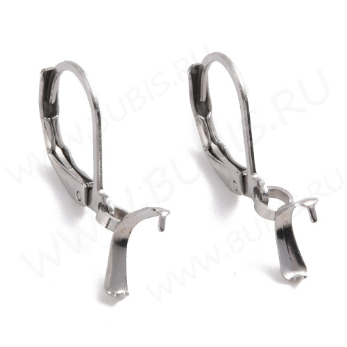 Швензы с французским замком №58 крабики с держателем 24*12*1,7мм цвет платины (Хирургическая сталь) (1 пара)