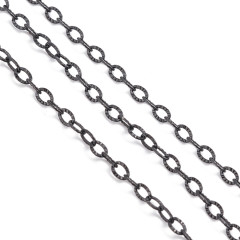 Цепочка S46-B Ювелирная сталь простое плетение плоское звено с узором тонкая 3,5*2,4*0,4мм чёрная (Хирургическая сталь) (50см)