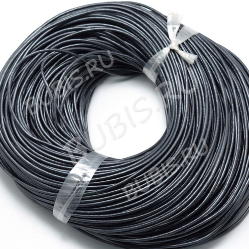 Шнур кожаный 10 воловья кожа 2мм тёмно-серый графитовый (1м)