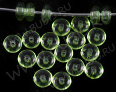Бусина Колёсико 05 4,2*4,2*2,2мм жёлто-зелёное прозрачное (20шт.) (стекло)
