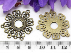 246 Коннектор ажурный цветок 34,5*28*1,3мм античная бронза (литьё)