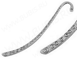 Основа (заготовка) для закладки 12 с завитушками 8,35*1,35*0,15см античное серебро (литьё)