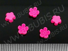 Кабошон декоративный 49 Цветочек 6*6*3,5мм фуксия (резин) (5шт.)