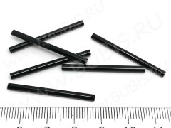 Бусина стеклянная Трубочка 31-34*2,5*2,5мм чёрная непрозрачная (стекло) (10шт.)