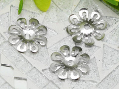 (СКИДКИ!!!) Шапочка тонкая 092 простая 24 Цветочек резной 18*18*1,8мм цвет платины (Iron) (10шт.)
