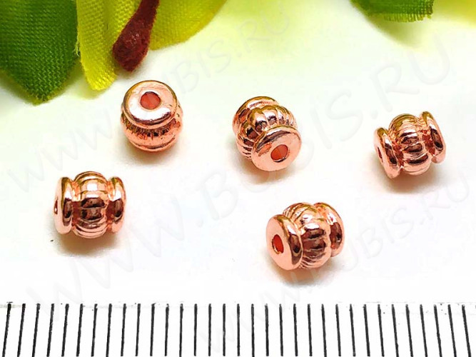 Бусина 120 Бочонок 5*5*5мм розовое золото (литьё)