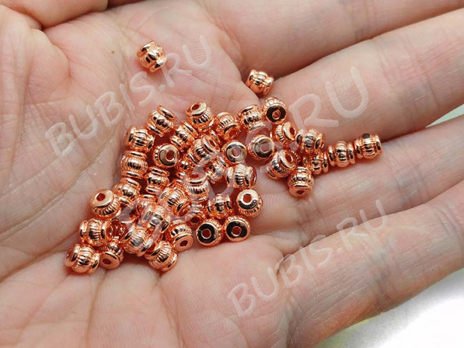 Бусина 120 Бочонок 5*5*5мм розовое золото (литьё)