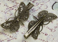 Основа (заготовка) для заколки №14 &quot;крокодильчик&quot; с бабочкой 48*24*8мм античная бронза (Iron и Brass)