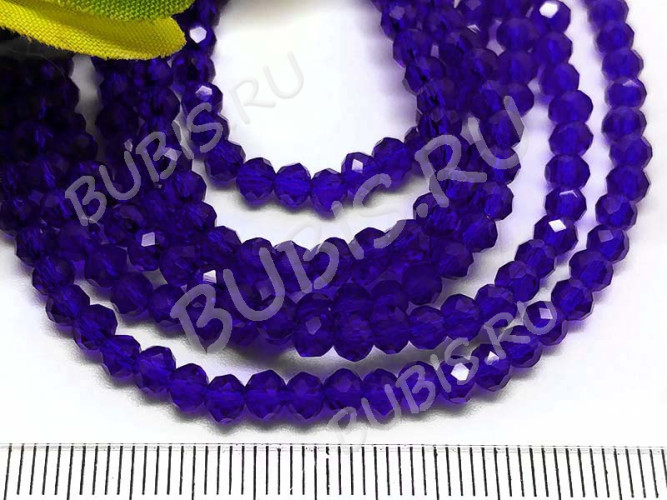 (СКИДКИ!!!) Бусина кристалл гранёный абакус 4,3*4*3,5мм сине-фиолетовый прозрачный (имитация Сваровски) (100шт.)