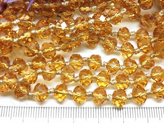 (СКИДКИ!!!) Бусина Абакус гранёный 8*8*5,5мм т.золотистый прозрачный (имитация Сваровски) (10шт.)