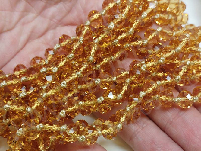 (СКИДКИ!!!) Бусина Абакус гранёный 8*8*5,5мм т.золотистый прозрачный (имитация Сваровски) (10шт.)