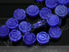 Бусина каменная Цветочек 02 14*14*5,5мм Кошачий глаз синий (камни)