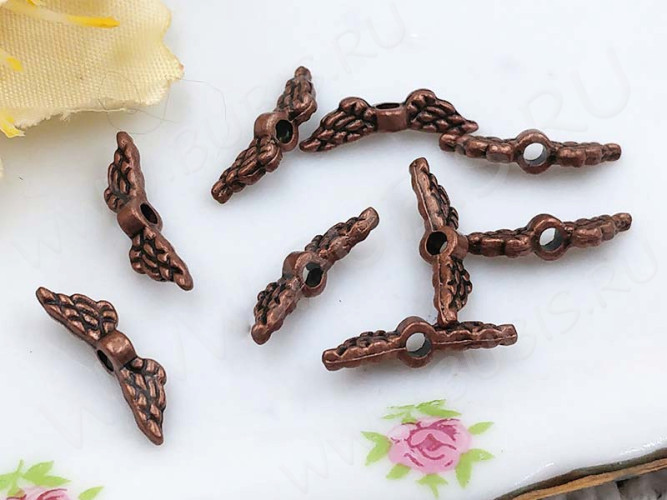 (ОПТ) Бусина 192 Крылья 10 3D Ангела маленькие 12*3*2,5мм античная медь (литьё) (100шт.)