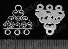 (СКИДКИ!!!) 081 Коннектор с завитушками 19,5*17*1,5мм античное серебро (литьё) (10шт.)