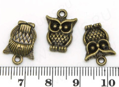 Подвеска Сова 22 3D почти плоская 16,5*12*3мм античная бронза (литьё)