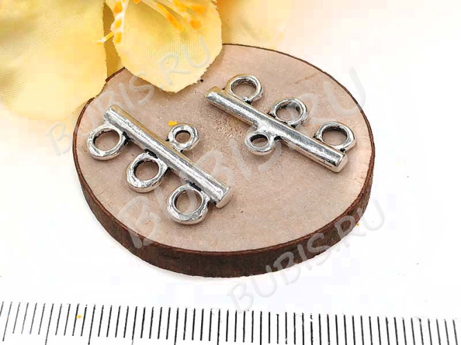 (СКИДКИ!!!) 311 Коннектор классика на 3 нити 21*12*2,5мм античное серебро (литьё) (10шт.)