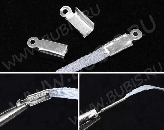 (ОПТ) Зажимы №02 12*4*4мм цвет платины (Iron) (500шт.)