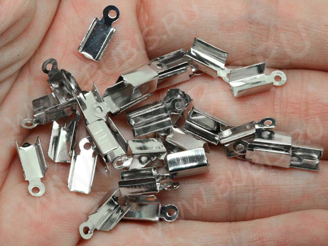 (ОПТ) Зажимы №02 12*4*4мм цвет платины (Iron) (500шт.)