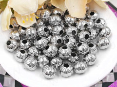 (ОПТ) Бусина металлическая Шарик "Тыковка" 8*8*7мм цвет платины (Iron) (50шт.)