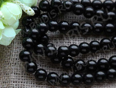 (ОПТ) Бусина округлая 12мм Агат чёрный пресс. (камни) (НИТЬ)