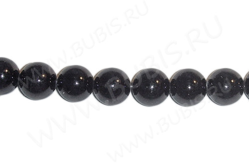 (ОПТ) Бусина округлая 12мм Агат чёрный пресс. (камни) (НИТЬ)