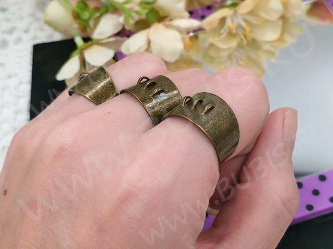 Основа (заготовка) для кольца 107 17мм с 3-мя петельками античная бронза (Brass)