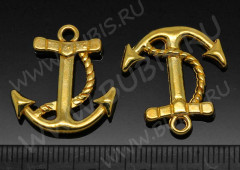 Подвеска Якорь 12 3D 22*20,5*2,7мм золотистый (литьё)